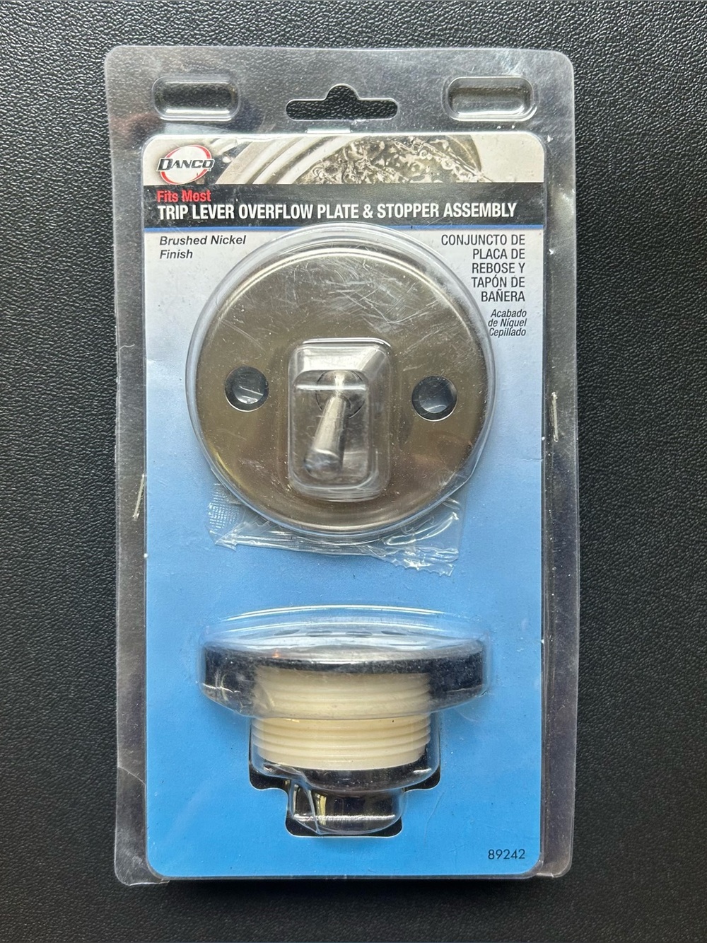 Trip Lever Overflow Plate & Stopper Assembly - Brushed Nickel (89242)